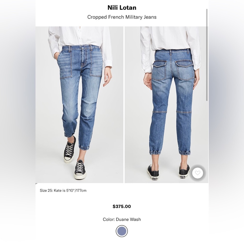 Nili Lotan French military jeans size 24